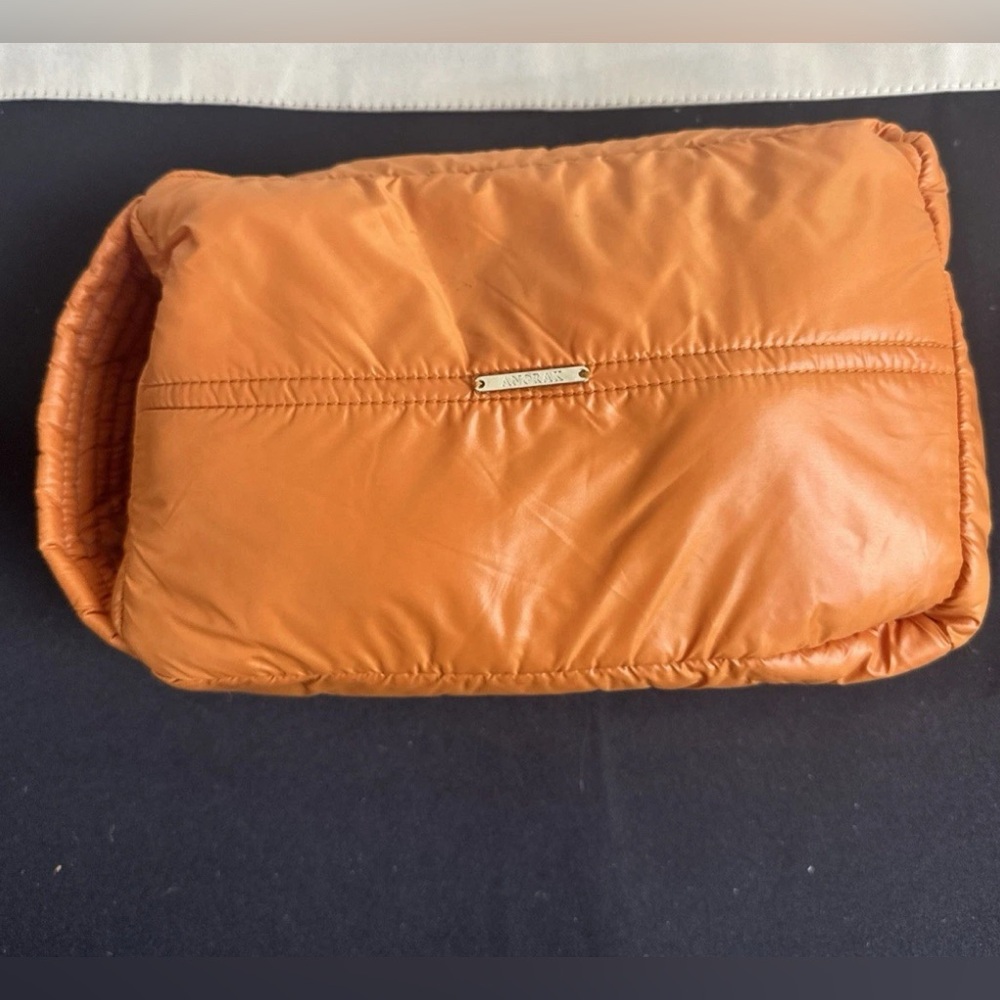 Anorak Orange Puffy Travel Toiletry Bag Pouch zipper lightweight DownFill (3.2)